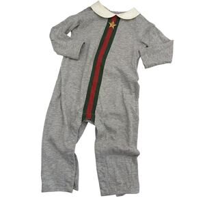 Gucci baby romper signature web stripe collared 9/12m